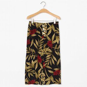 VINTAGE | East West Fashions Red & Black Tropical Floral Skirt